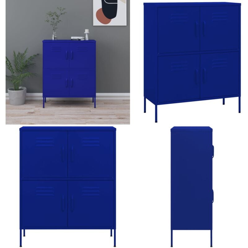 Vidaxl - Armoire de rangement Bleu marine 80x35x101,5 cm Acier - Armoire De Rangement - Meuble De Rangement - Armoire Bleue - Armoire Acier