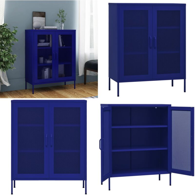 Vidaxl - Armoire de rangement Bleu marine 80x35x101,5 cm Acier - Meuble De Rangement - Armoire De Rangement - Armoire Bleue - Meuble Acier - Buffet