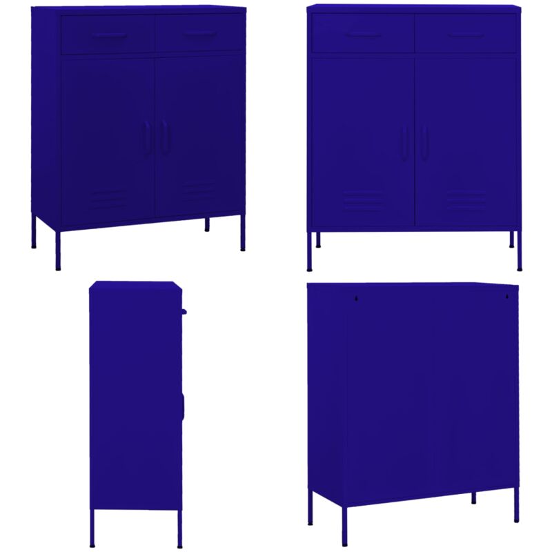 Vidaxl - Armoire de rangement Bleu marine 80x35x101,5 cm Acier - Meuble De Rangement - Armoire De Rangement - Armoire Bleue - Meuble Acier