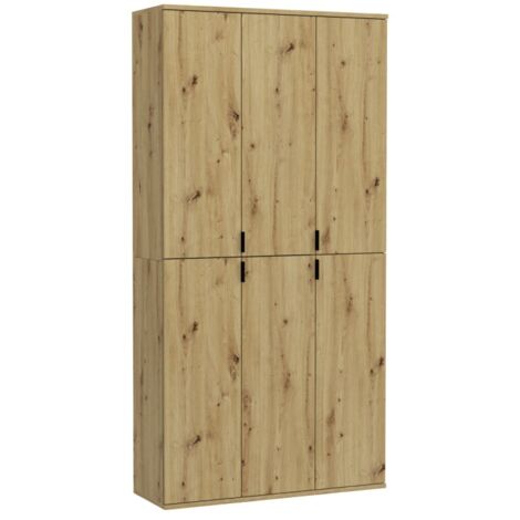 Armoire de rangement BODITE – 6 portes – Chêne clair – Style classique et spacieux