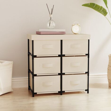Armoire de rangement, boîtes de rangement avec 6 tiroirs 55x29x55 cm crème acier pks42636 DESIGN IN