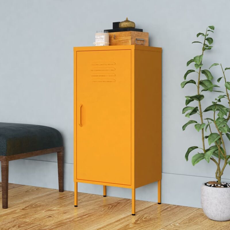 Armoire de rangement, boîtes de rangement jaune moutarde 42,5x35x101,5 cm acier pks50553 design in