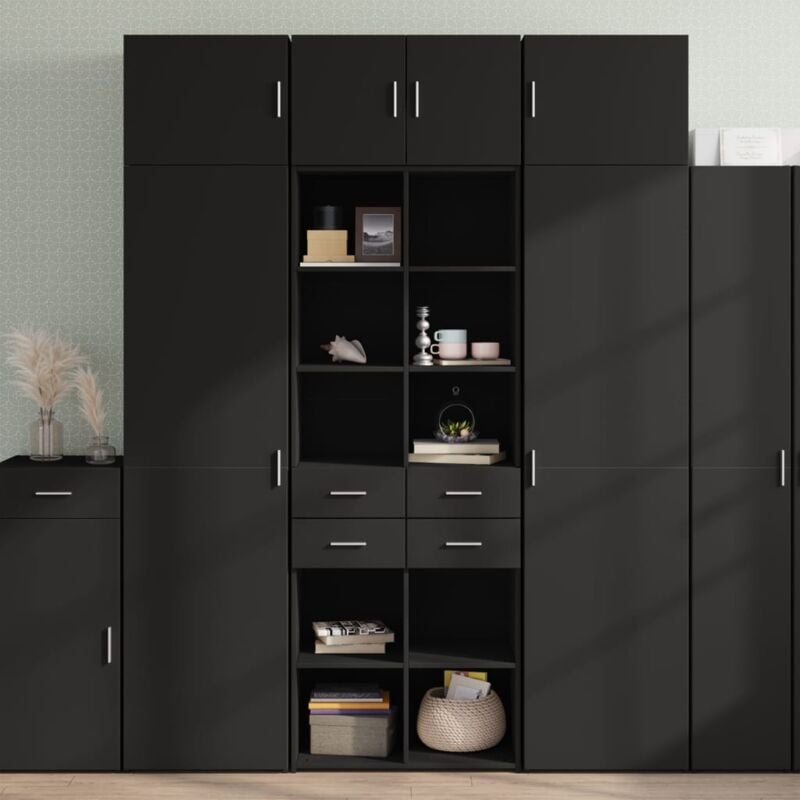 Vidaxl - Armoire de rangement noir 70x42,5x225 cm bois d'ingénierie