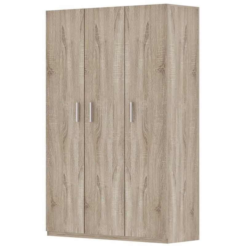 Meublorama - Armoire de rangement, collection tom, 3 portes chêne sonoma