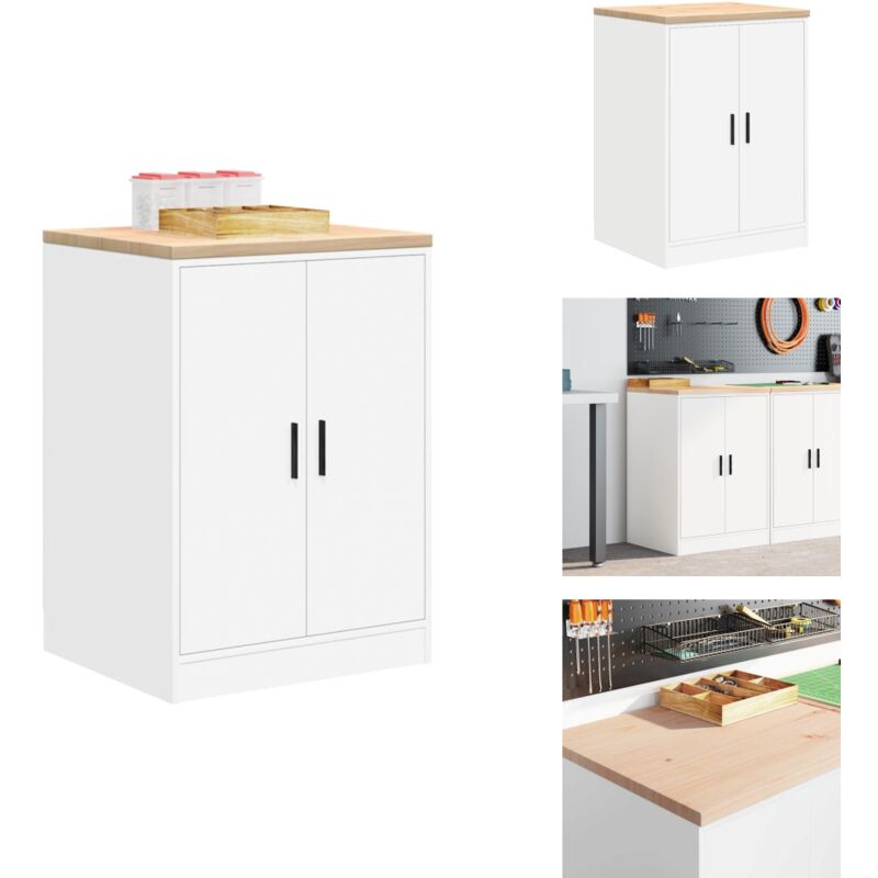 Vidaxl - Armoire de rangement de garage blanc 60x51x85 cm bois de pin - Armoire De Rangement De Garage - Armoires De Rangement De Garage - Armoire