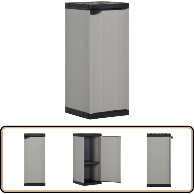 Armoire de rangement de jardin 1 étagère Gris/noir 35x40x85 cm - Meuble De Jardin - Armoire De Rangement Extérieur - Rangement Jardin - Coffre De