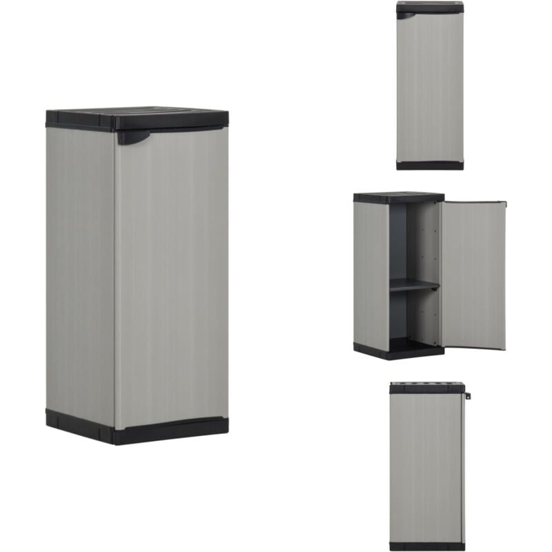 Armoire de rangement de jardin 1 étagère Gris/noir 35x40x85 cm - Meuble De Jardin - Armoire De Rangement Extérieur - Rangement Jardin - Coffre De