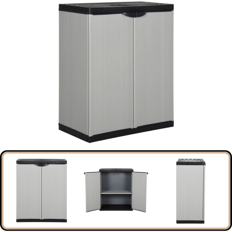 Armoire de rangement de jardin 1 étagère Gris/noir 68x40x85 cm - Meuble De Jardin - Armoire De Rangement Extérieur - Placard De Jardin - Casier De