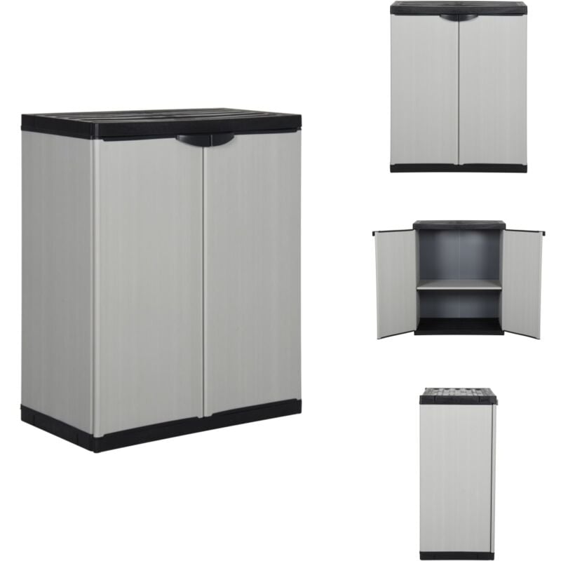 Armoire de rangement de jardin 1 étagère Gris/noir 68x40x85 cm - Meuble De Jardin - Armoire De Rangement Extérieur - Placard De Jardin - Casier De
