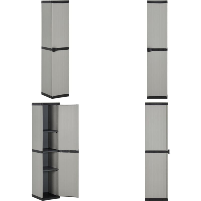 Armoire de rangement de jardin 3 étagères Gris/noir 34x40x168cm - Meuble De Jardin - Armoire De Rangement Extérieur - Rangement Jardin - Armoire
