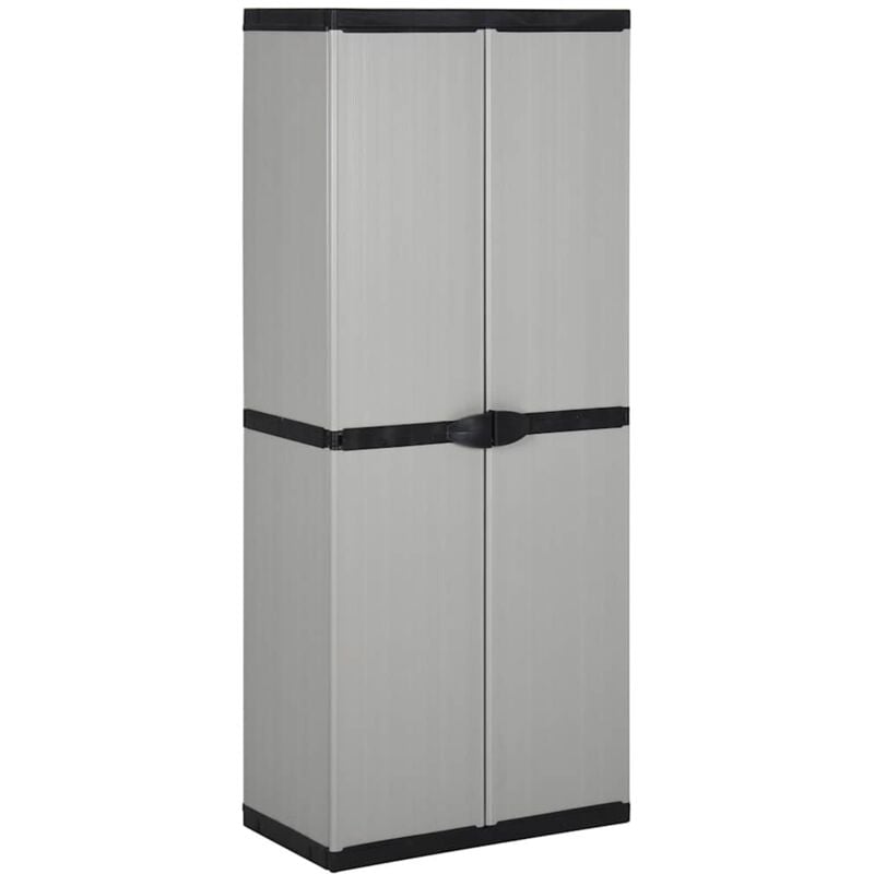 Decdeal - Armoire de rangement de jardin 3 étagères Gris/noir 68x40x168cm