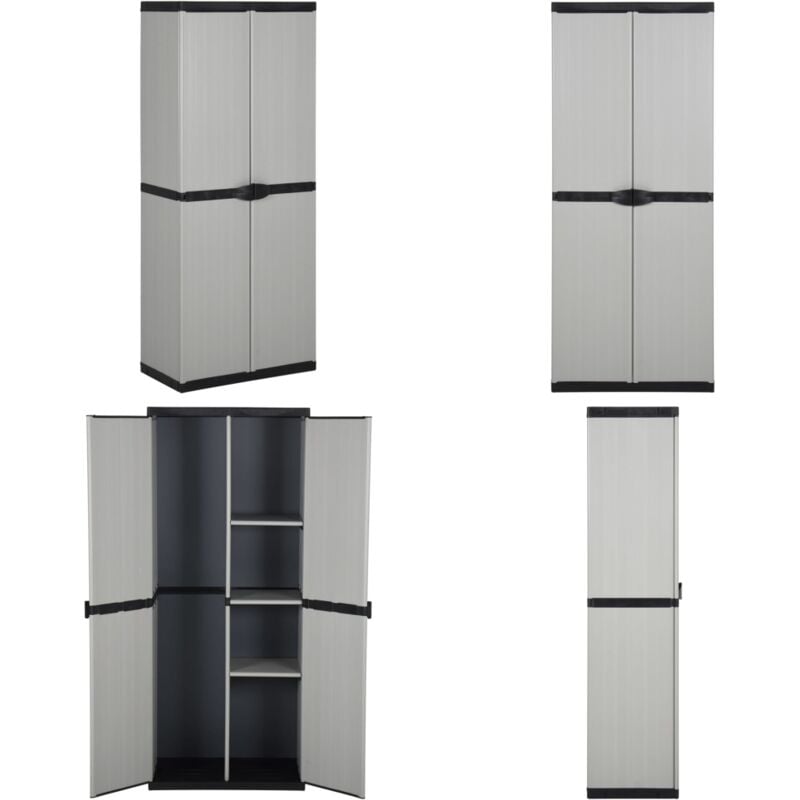 Armoire de rangement de jardin 3 étagères Gris/noir 68x40x168cm - Meuble De Jardin - Armoire Extérieure - Rangement Extérieur - Placard De Jardin