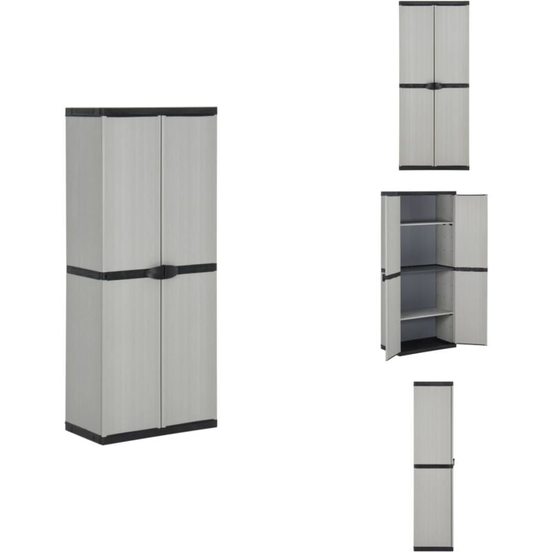 Armoire de rangement de jardin 3 étagères Gris/noir 68x40x168cm - Meuble De Jardin - Armoire Extérieure - Rangement Extérieur - Armoire De Balcon