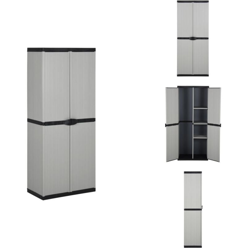 Armoire de rangement de jardin 3 étagères Gris/noir 68x40x168cm - Meuble De Jardin - Armoire Extérieure - Rangement Extérieur - Placard De Jardin