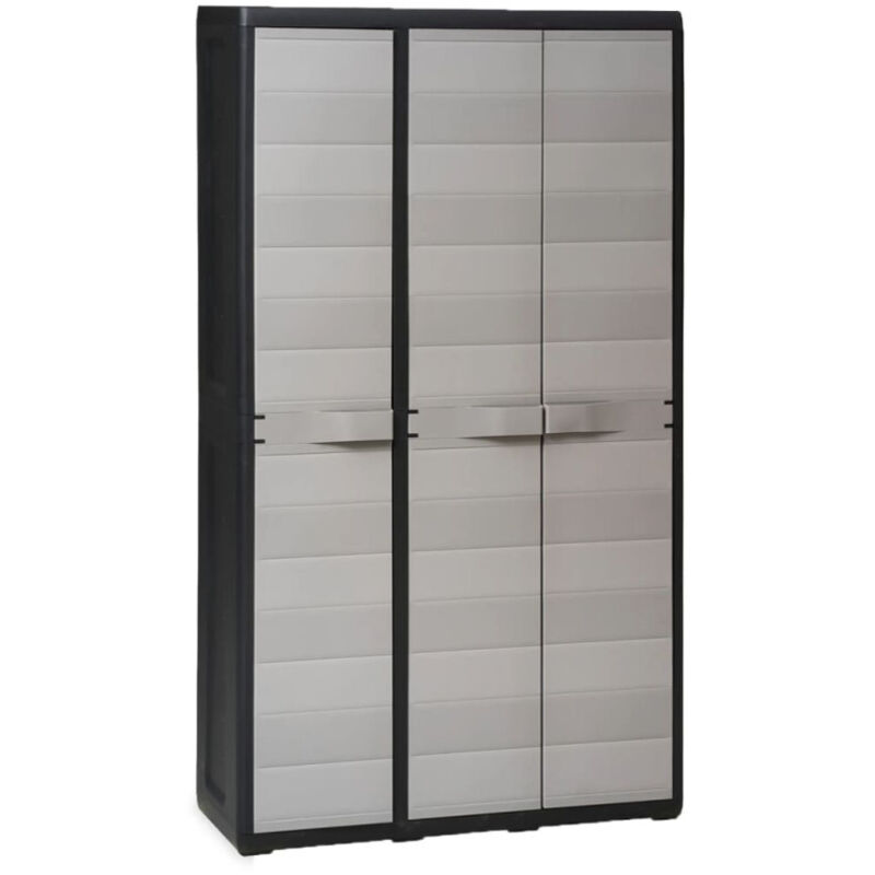 Armoire de rangement de jardin avec 4 étagères Noir et gris