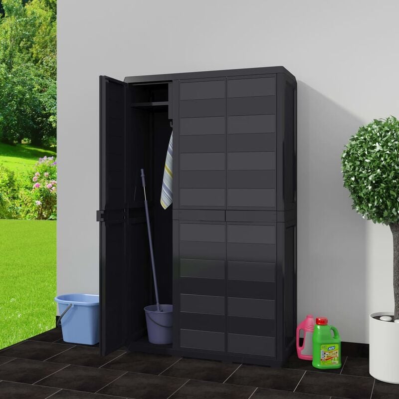 Armoire de rangement de jardin avec 4 étagères Design moderne, Armoire Etagère de rangement, Noir OIB2043E