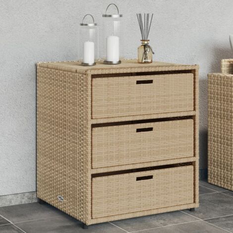 Armoire de rangement de jardin beige 55x59x69 résine tressée