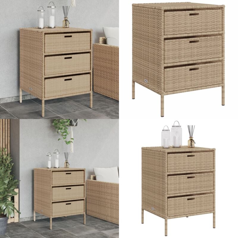 Armoire de rangement de jardin beige 55x59x80 cm résine tressée - Coffre De Jardin - Rangements Exterieur - Mobilier De Jardin - Armoire De Jardin