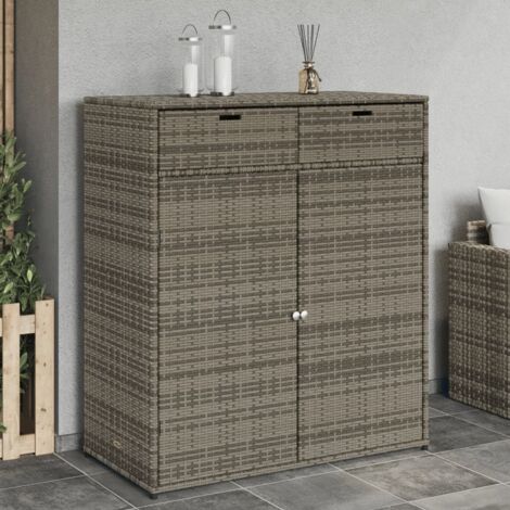 Armoire de rangement de jardin gris 105x55x113 résine tressée