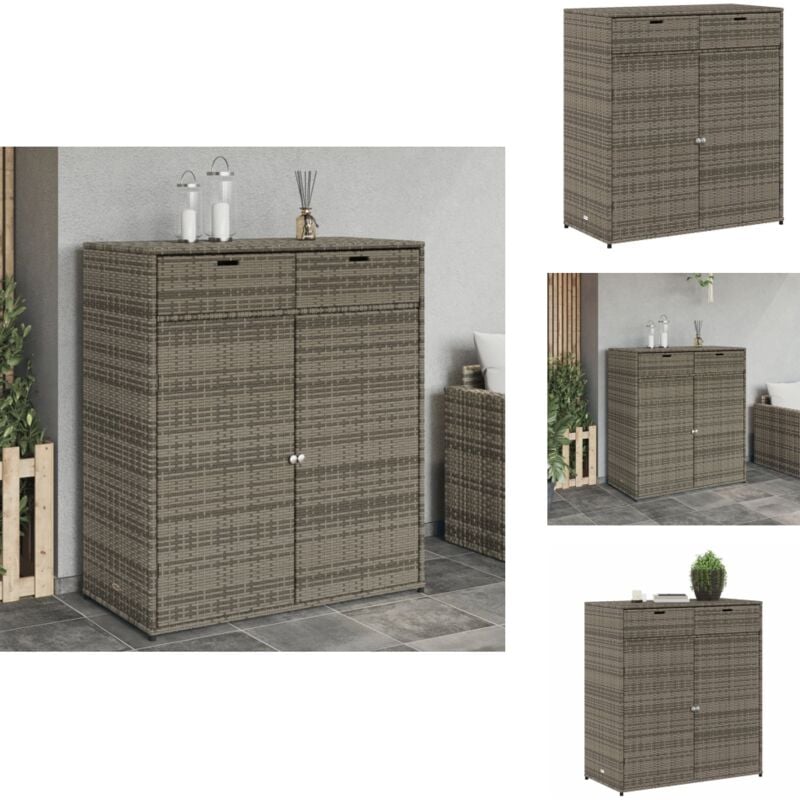 Armoire de rangement de jardin gris 105x55x113cm résine tressée - Coffre De Jardin - Rangements Exterieur - Mobilier De Jardin - Armoire De Jardin