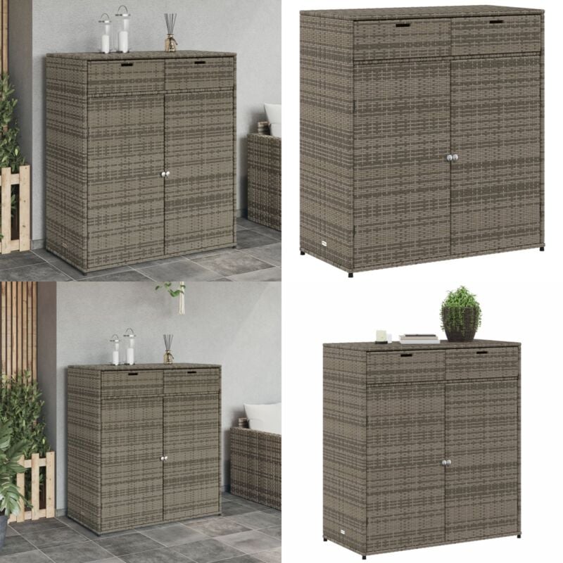 Armoire de rangement de jardin gris 105x55x113cm résine tressée - Coffre De Jardin - Rangements Exterieur - Mobilier De Jardin - Armoire De Jardin