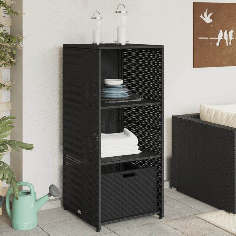 Vidaxl - Armoire de rangement de jardin noir 50x55x115 cm résine tressée