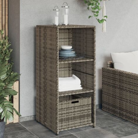 Armoire de rangement de jardin gris 50x55x115 résine tressée