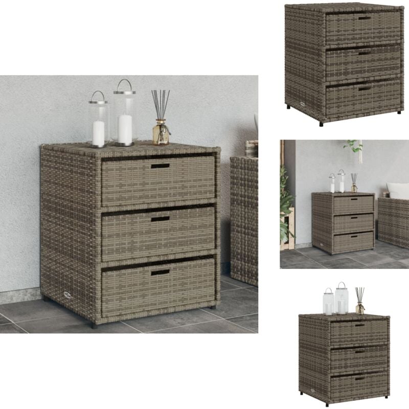 Armoire de rangement de jardin gris 55x59x69 cm résine tressée - Coffre De Jardin - Rangements Exterieur - Mobilier De Jardin - Armoire De Jardin