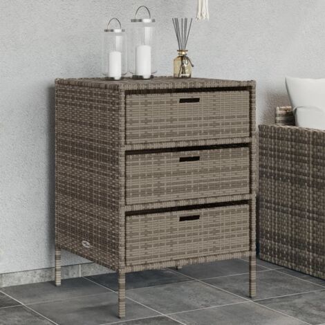 Armoire de rangement de jardin gris 55x59x80 résine tressée