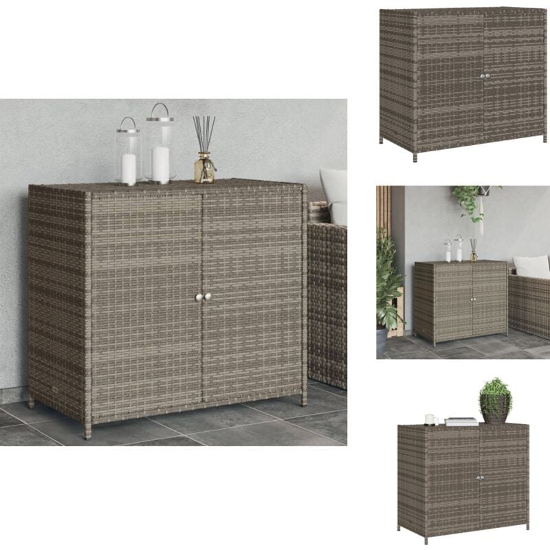 Armoire de rangement de jardin gris 83x45x76 cm résine tressée - Meuble De Jardin - Coffre De Jardin - Rangement Extérieur - Armoire Extérieure