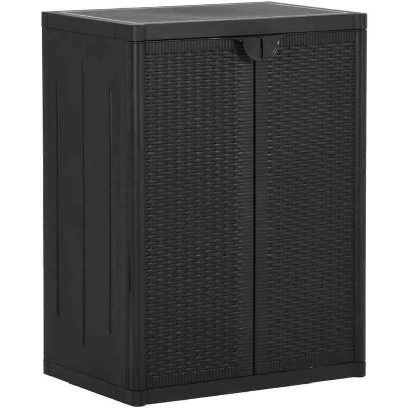 Armadio Da Giardino Nero 65x45x88 Cm In Rattan Pp - Vidaxl