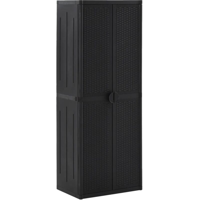 vidaXL Armoire de rangement de jardin Noir 65x45x172 cm PP Rotin
