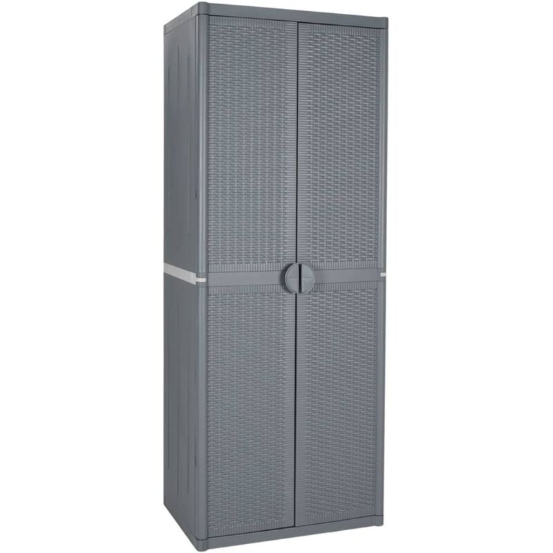 vidaXL Tuinkast 65x45x172 cm PP rattan grijs364063