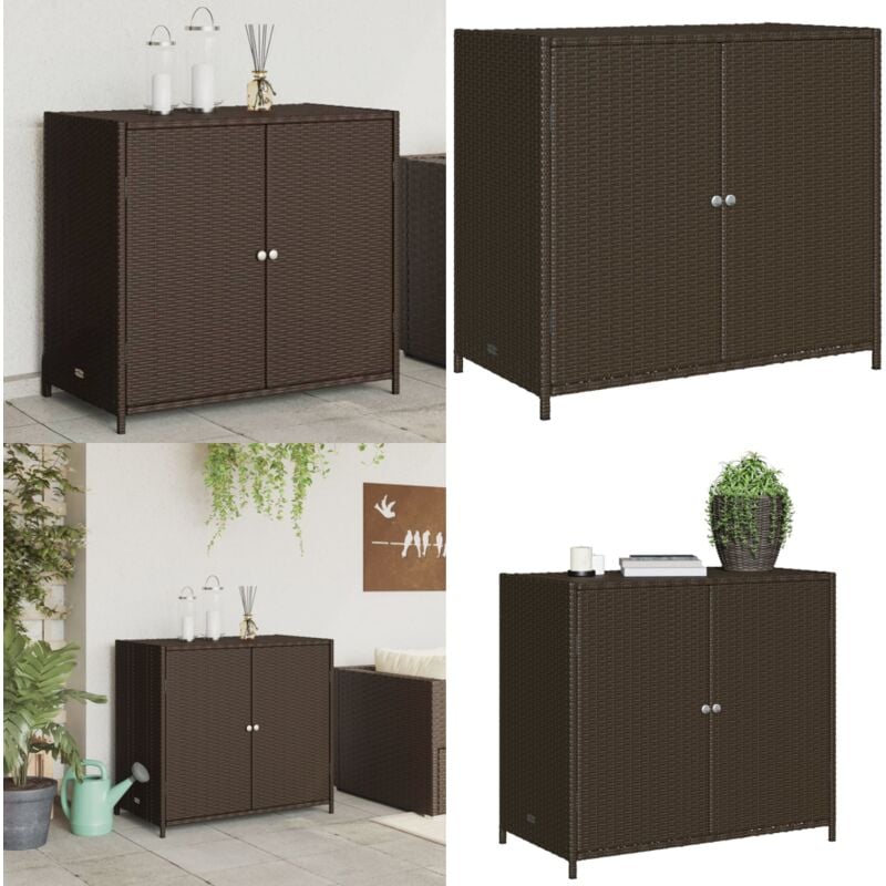 Armoire de rangement de jardin marron 83x45x76cm résine tressée - Coffre De Jardin - Rangement Extérieur - Mobilier De Jardin - Coffre De Rangement