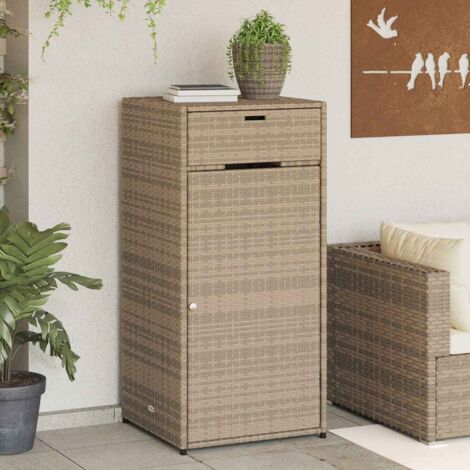 Armoire de rangement de jardin-Meuble de stockage beige 55x55x111cm résine tressée 478997