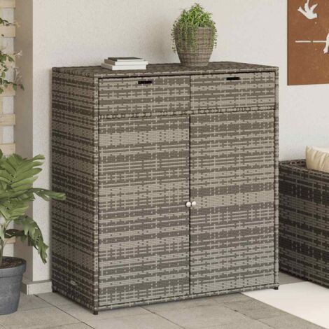 Armoire de rangement de jardin-Meuble de stockage gris 105x55x113cm résine tressée 715083