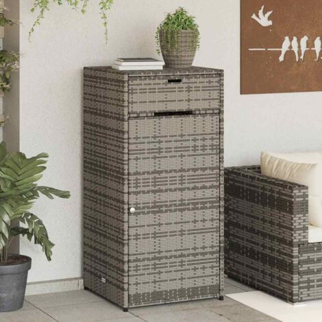 Armoire de rangement de jardin-Meuble de stockage gris 55x55x111 cm résine tressée 713841