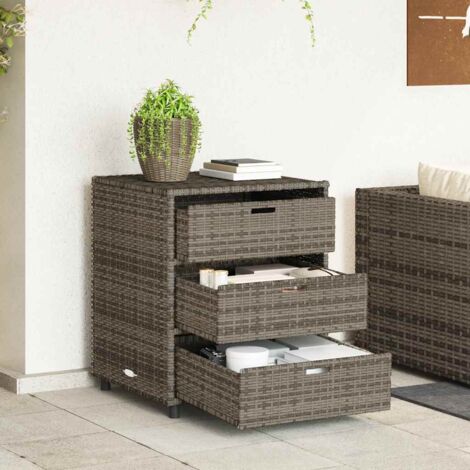 Armoire de rangement de jardin-Meuble de stockage gris 55x59x69 cm résine tressée 111888