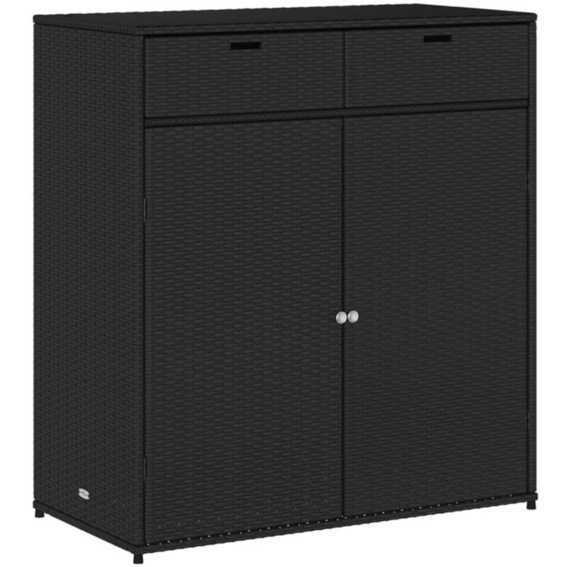 Armoire de rangement de jardin noir 105x55x113cm résine tressée - Vidaxl
