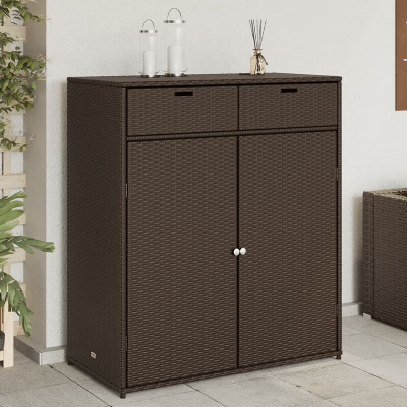 Armoire de rangement jardin marron 105x55x113 cm résine tressée Vidaxl