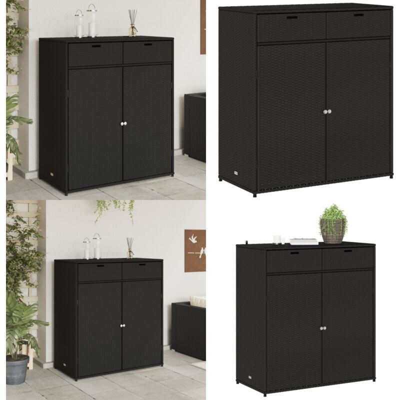 Armoire de rangement de jardin noir 105x55x113cm résine tressée - Meuble De Jardin - Coffre De Jardin - Rangement Exterieur - Armoire De Jardin