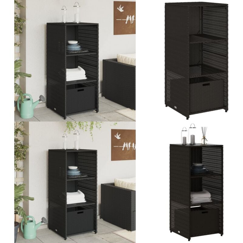 Armoire de rangement de jardin noir 50x55x115 cm résine tressée - Meuble De Jardin - Coffre De Jardin - Rangement Exterieur - Armoire De Jardin