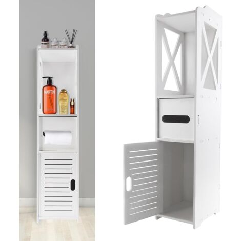 Armoire de rangement de salle de bain moderne armoire mince étagère blanc avec tiroirs blanc 80x18x20cm pour salle de bain salon cuisine bureau toilette