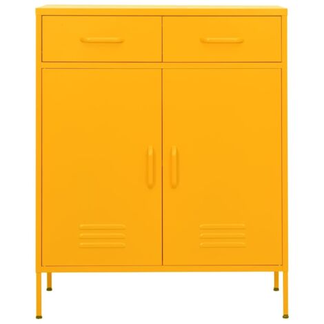 Armoire de rangement Design moderne, Armoire Etagère de rangement, Jaune moutarde 80x35x101,5 cm Acier OIB4269E