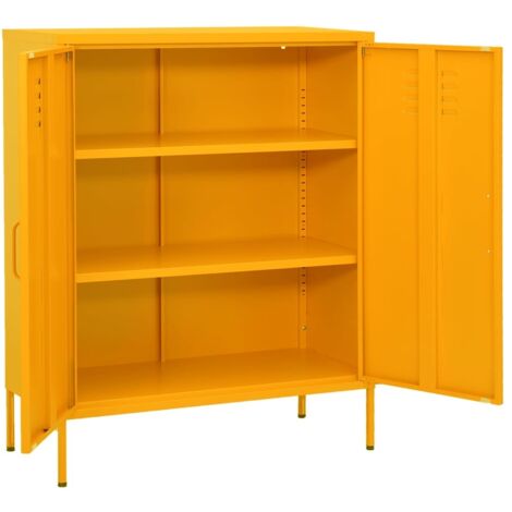Armoire de rangement Design moderne, Armoire Etagère de rangement, Jaune moutarde 80x35x101,5 cm Acier OIB8351E