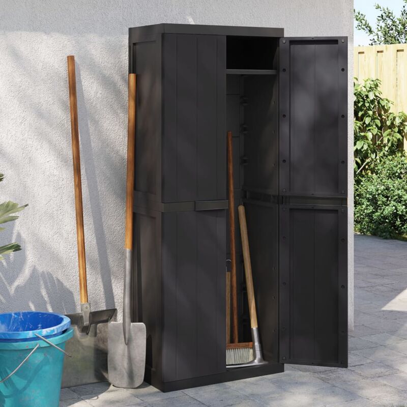 Armoire de rangement d'extérieur noir 65x37x165 cm PP vidaXL