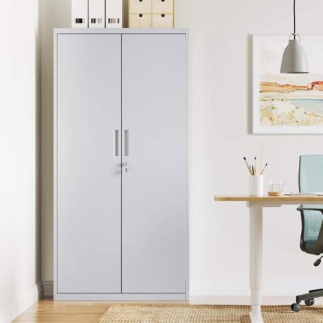 Armoire de rangement en acier SONGMICS OMC015G01 - Double porte - 5 niveaux - Placard de bureau - Pour garage, bureau - Robuste - Gris