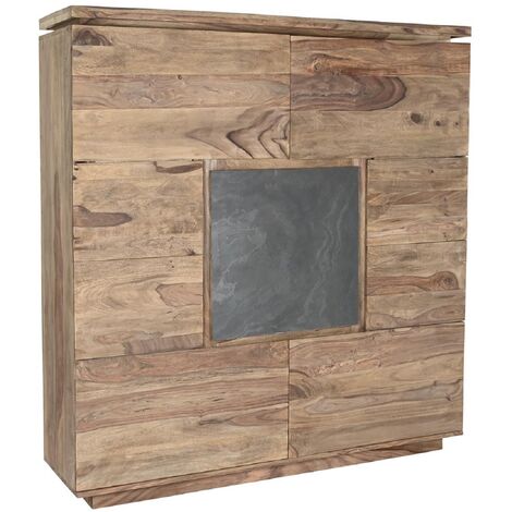 Armoire de rangement en bois coloris marron - Longueur 145 x Profondeur 40 x Hauteur 155 cm -PEGANE-