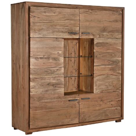 Armoire de rangement en bois d'acacia coloris marron - Longueur 145 x Profondeur 40 x Hauteur 153 cm -PEGANE-