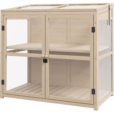 Armoire de rangement en bois étanche à double couche, avec deux portes et une lucarne – 103 × 61 × 103 cm